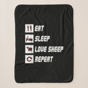 Eat sleep love sheep repeat Funny Quotes Gift Sherpa Blanket