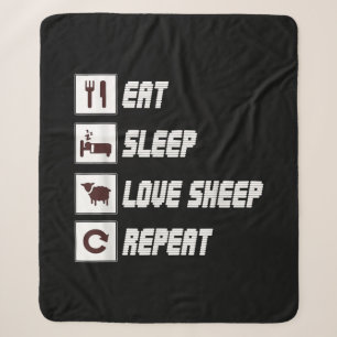 Eat sleep love sheep repeat Funny Quotes Gift Sherpa Blanket