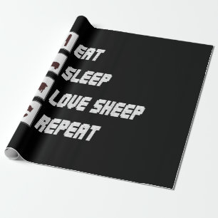 Eat sleep love sheep repeat Funny Quotes Gift Wrapping Paper