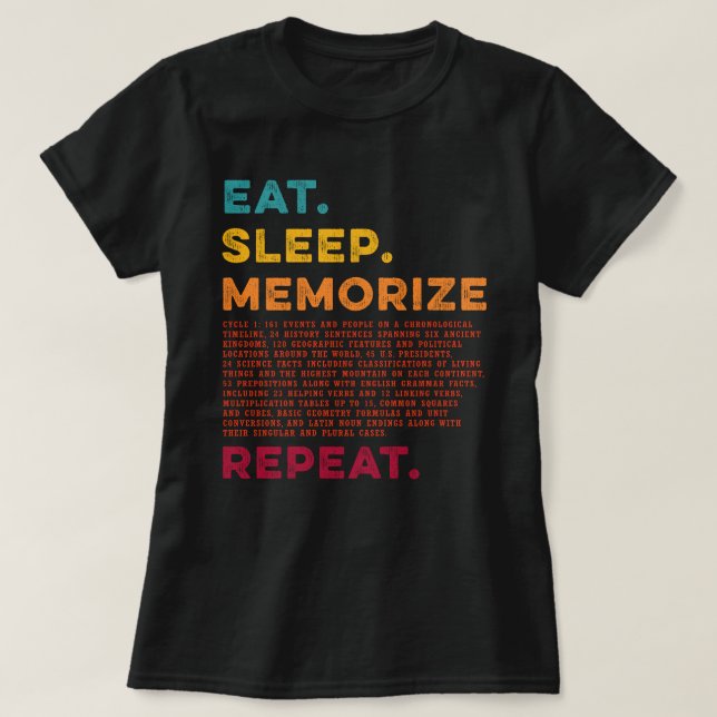 Eat Sleep Memorise Repeat CC Conversation Circle 1 T-Shirt (Design Front)