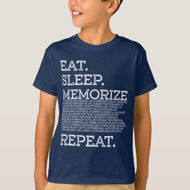Eat Sleep Memorise Repeat Memory Master T-Shirt (Front)