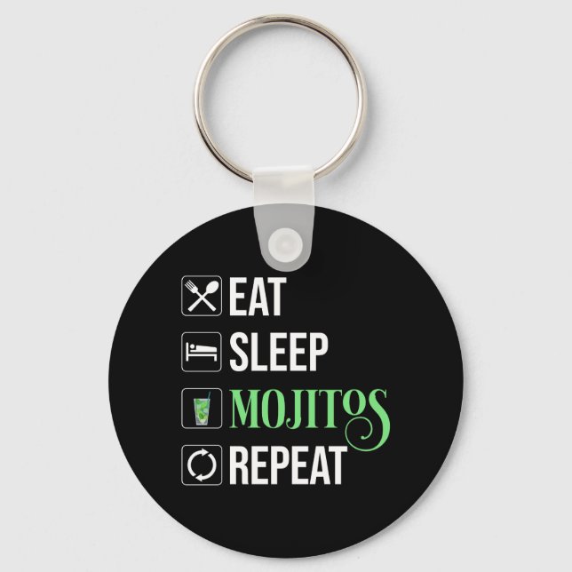 Eat Sleep Mojitos Repeat Key Ring (Front)