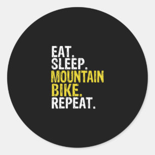 eat sleep mountain bike repeat gift classic round sticker