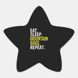 eat sleep mountain bike repeat gift star sticker