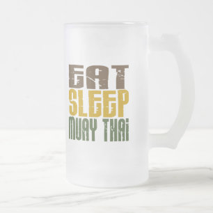 Eat Sleep Muay Thai 1 Frosted Glass Beer Mug