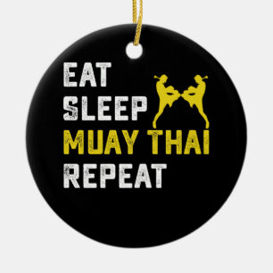 Eat Sleep Muay Thai Repeat Gift Ceramic Tree Decoration