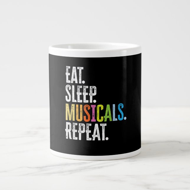 Eat Sleep Musicals Repeat Actor Actress Singer Large Coffee Mug (Front)
