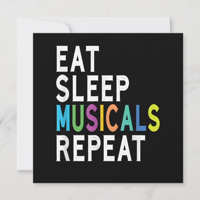 Eat Sleep Musicals Repeat, Broadway Acting Gifts Thank You Card (Front)