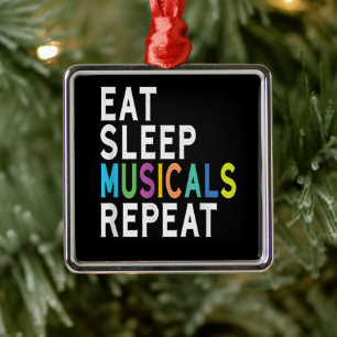 Eat Sleep Musicals Repeat Metal Tree Decoration