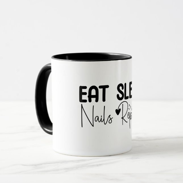 Eat Sleep Nails Repeat, Nail Tech Mug (Front Left)
