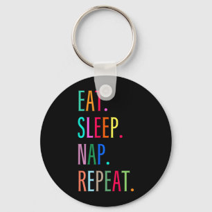 Eat Sleep Nap Repeat Funny Sarcastic Colourful Key Ring