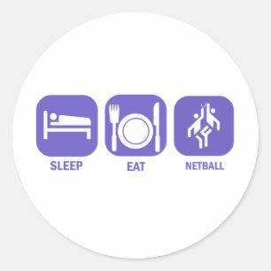 Eat Sleep Netball Classic Round Sticker