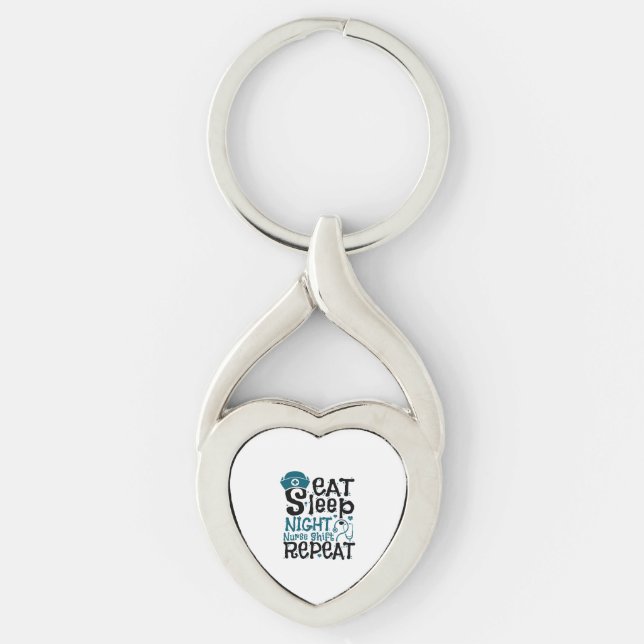 Eat Sleep Night Nurse Shift Repeat Key Ring (Front)
