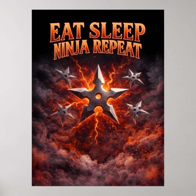 Eat Sleep Ninja Repeat Art Poster (Front)