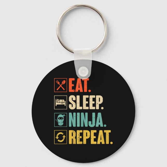 Eat Sleep Ninja Repeat Funny Martial Ninja Key Ring (Front)