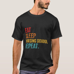 Eat Sleep Nursing School Repeat Rn Nursing Retro V T-Shirt