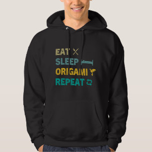 Eat Sleep Origami Repeat Funny Origami Fold Paper Hoodie
