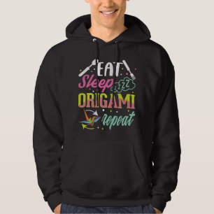 Eat Sleep Origami Repeat Paper Crane Origami Maste Hoodie