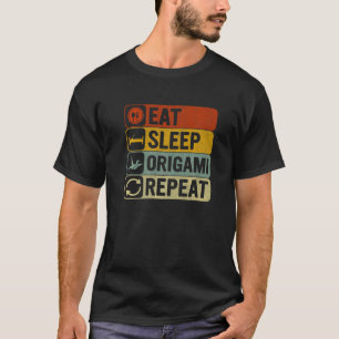 Eat Sleep Origami Repeat Retro 60s 70s Origami T-Shirt