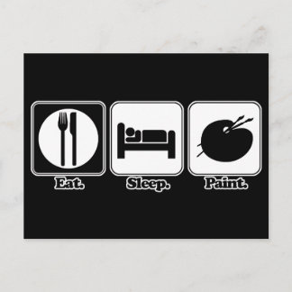 eat sleep paint postcard