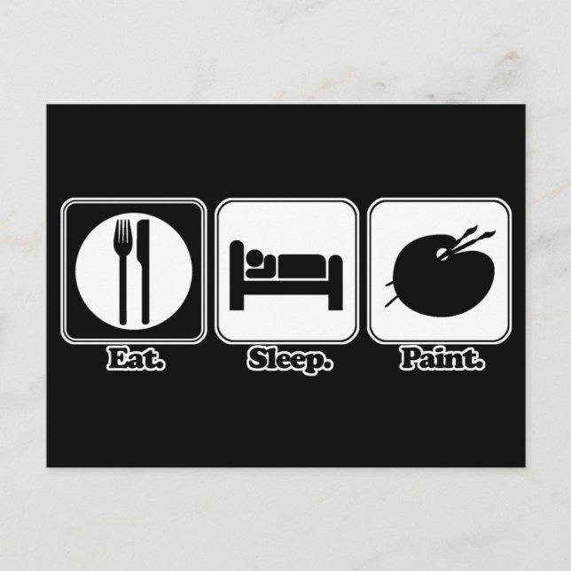 eat sleep paint postcard (Front)