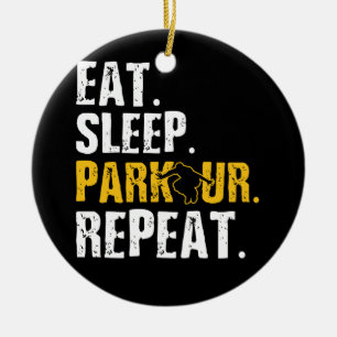 Eat Sleep Parkour Repeat Team Ceramic Tree Decoration