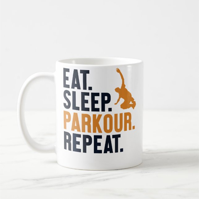Eat Sleep Parkour Repeat Training Wall Run Traceur Coffee Mug (Left)