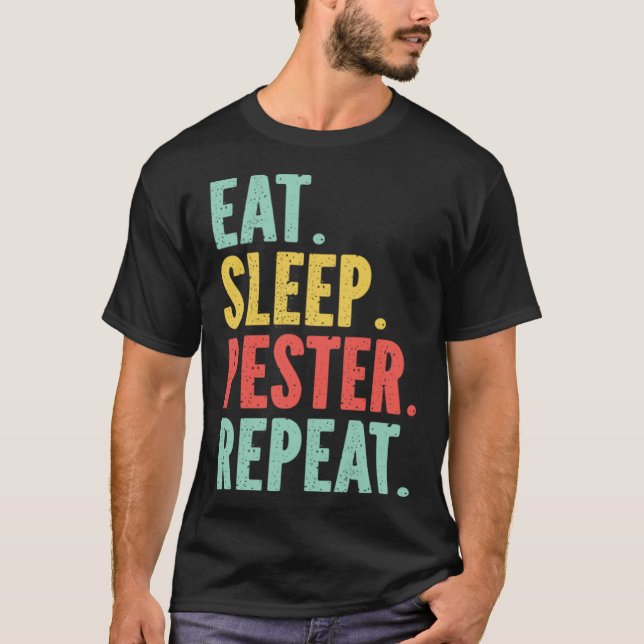 Eat Sleep Pester Repeat s Retro s Pestering Kids T-Shirt (Front)