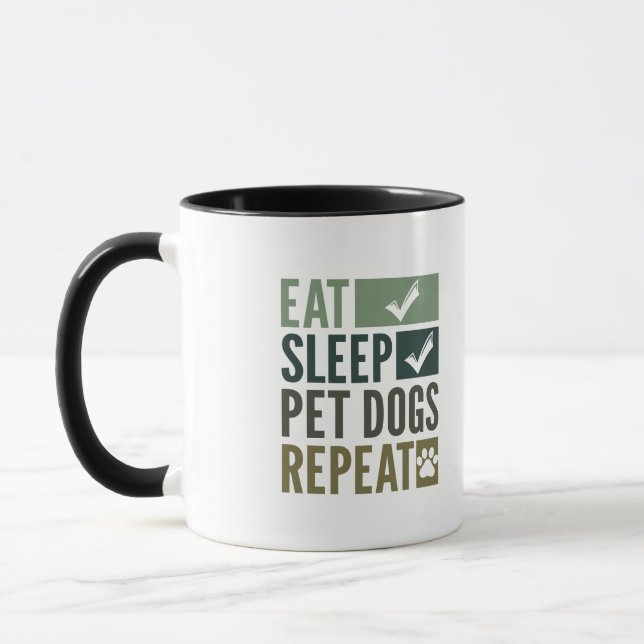 eat sleep pet dogs, repeat funny walker dog lover  mug (Left)