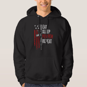 Eat Sleep Pew Repeat Gun Owner Usa Ar15 Flag Hoodie