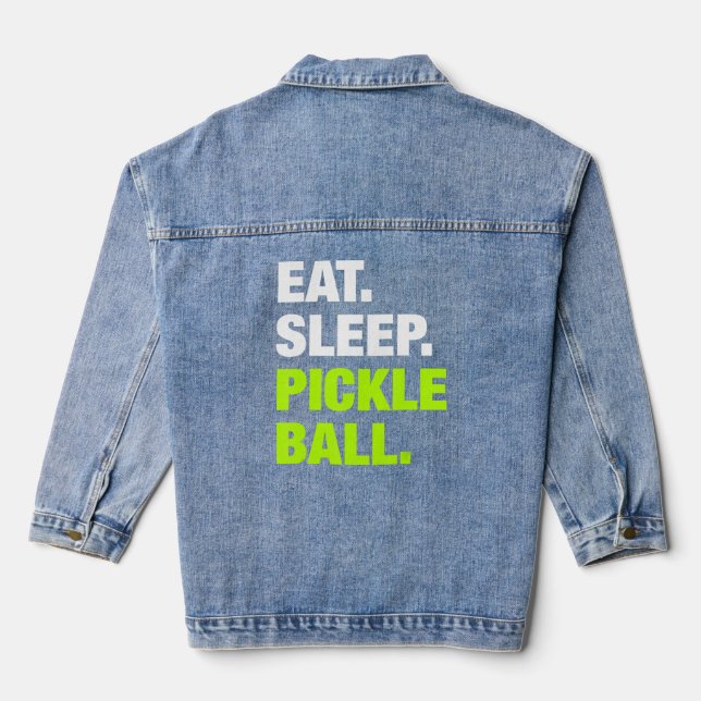 Eat Sleep Pickleball  Pickleball Player Sport Repe Denim Jacket (Back)