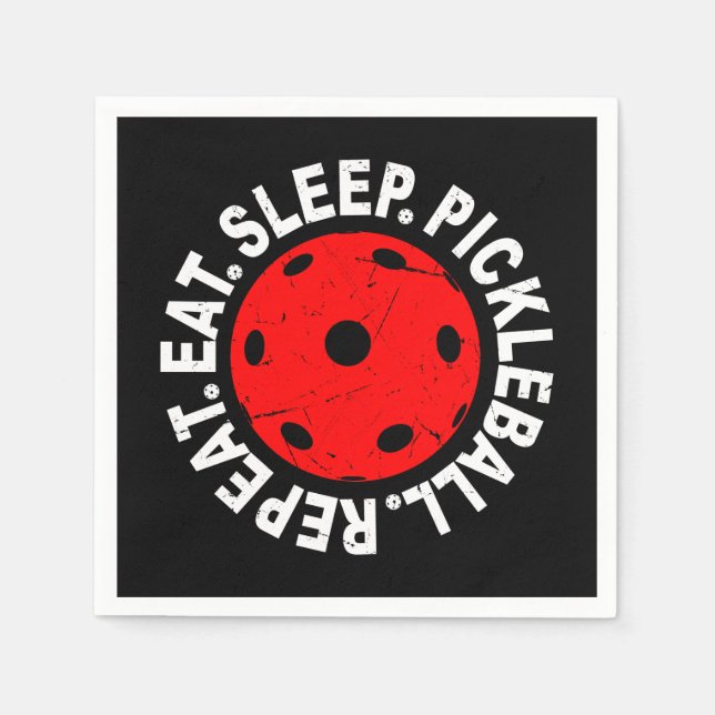 Eat Sleep Pickleball Repeat as Vintage Pickleball Napkin (Front)