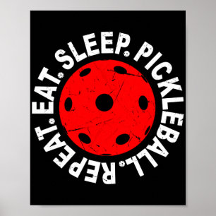 Eat Sleep Pickleball Repeat as Vintage Pickleball Poster
