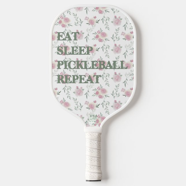 Eat Sleep Pickleball Repeat Floral  Paddle (Front)