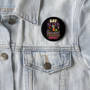 Eat Sleep Pickleball Repeat Pickleball 6 Cm Round Badge