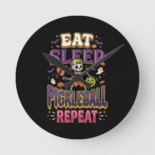 Eat Sleep Pickleball Repeat Pickleball Round Clock