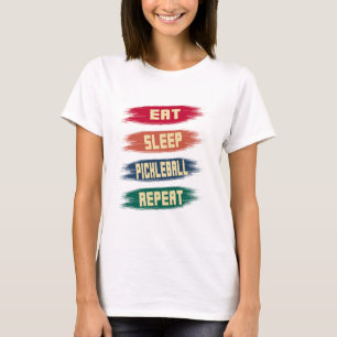 Eat Sleep Pickleball Repeat Retro Pickleballer T-Shirt