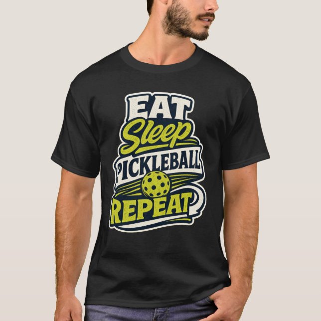 Eat Sleep Pickleball Repeat Retro T-Shirt (Front)