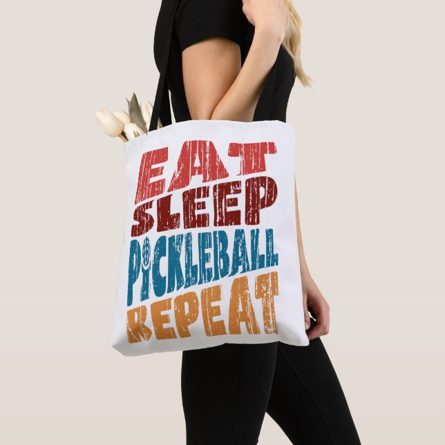 Eat Sleep Pickleball Repeat Tote Bag (Close Up)