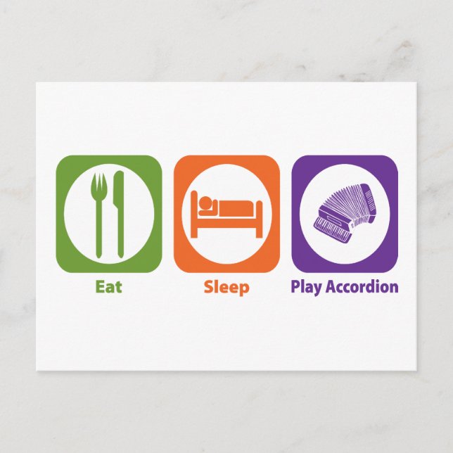 Eat Sleep Play Accordion Postcard (Front)