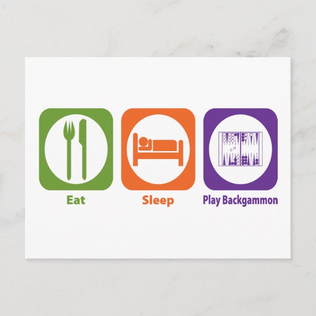 Eat Sleep Play Backgammon Postcard (Front)