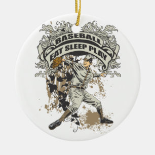 Eat, Sleep, Play Baseball Ceramic Tree Decoration