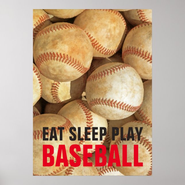 Eat Sleep Play Baseball Inspirational Poster (Front)