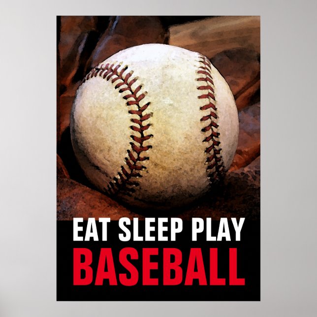 Eat Sleep Play Baseball Motivational Poster (Front)