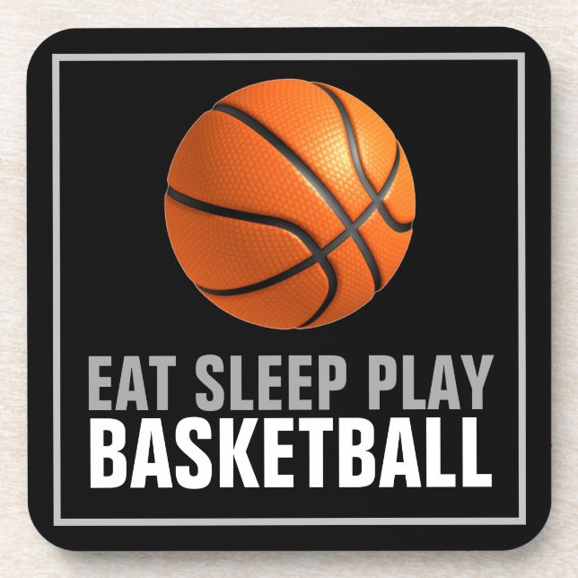 Eat Sleep Play Basketball Artwork Motivational Coaster (Front)