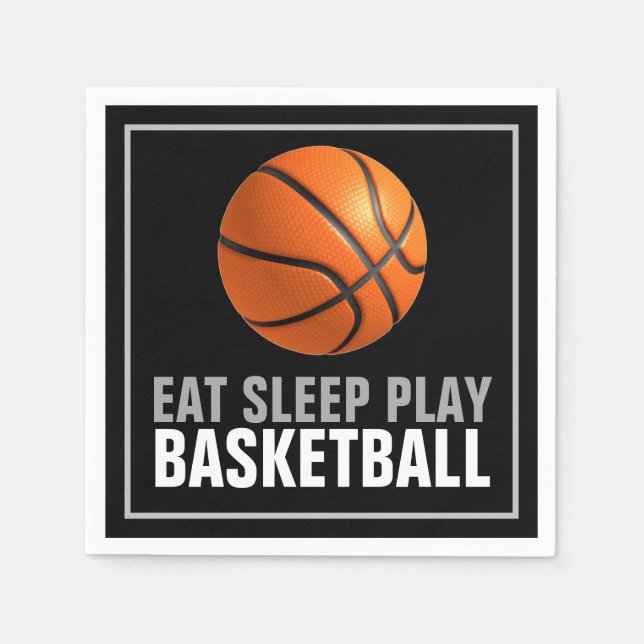 Eat Sleep Play Basketball Artwork Motivational Napkin (Front)