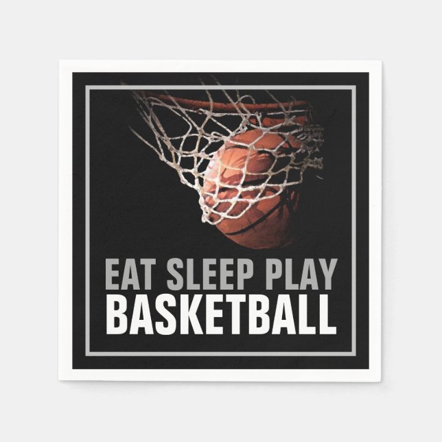 Eat Sleep Play Basketball Artwork Motivational Napkin (Front)
