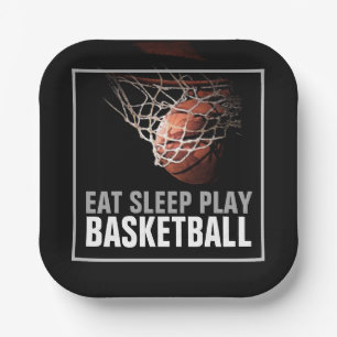 Eat Sleep Play Basketball Artwork Motivational Paper Plate