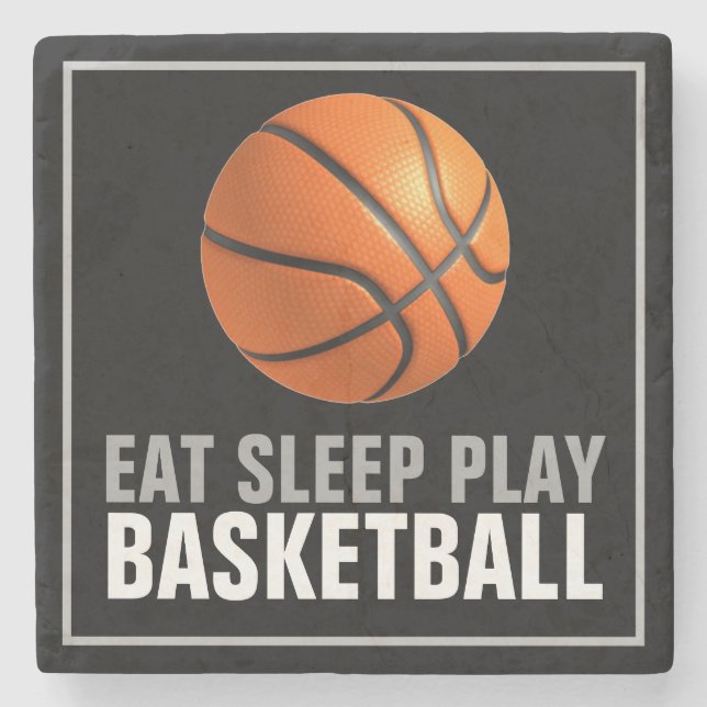 Eat Sleep Play Basketball Artwork Motivational Stone Coaster (Front)