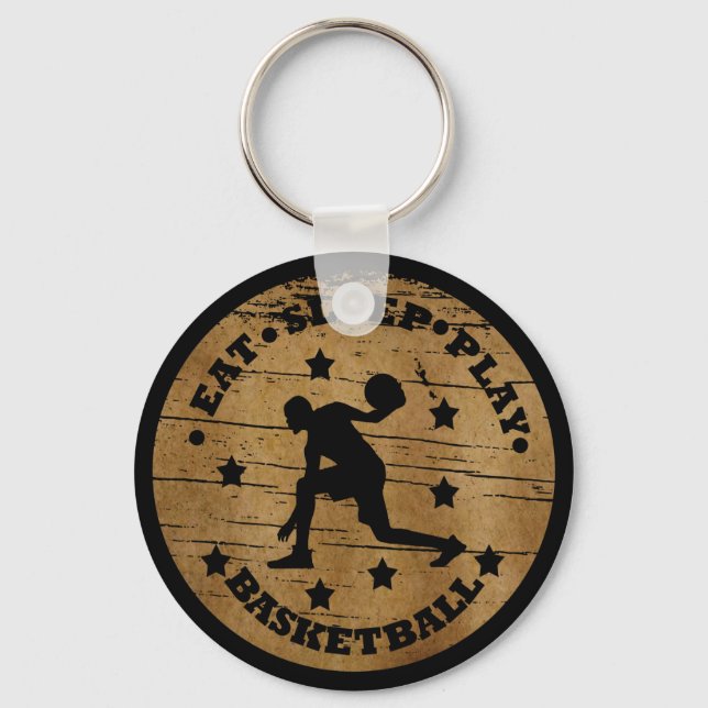 Eat sleep play basketball key ring (Front)